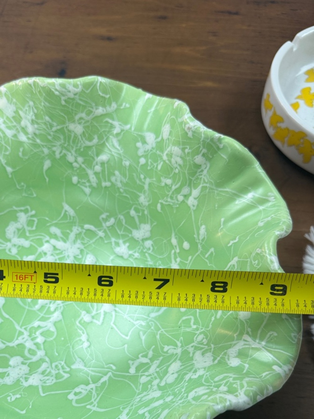 Handcrafted Light Green Ceramic Ruffled Bowl - Picture 3 of 4